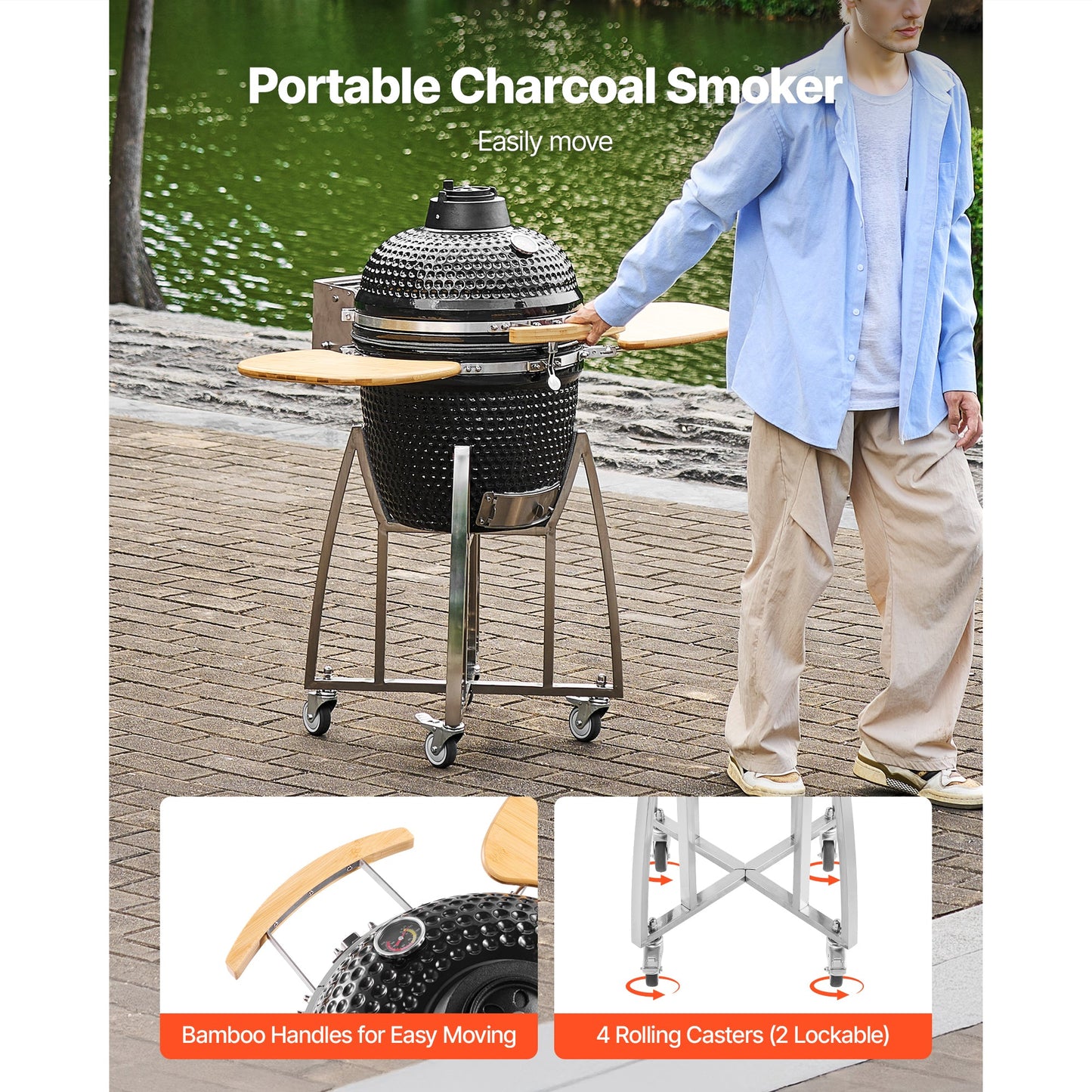 VEVOR 18" Kamado Charcoal Smoker and Grill