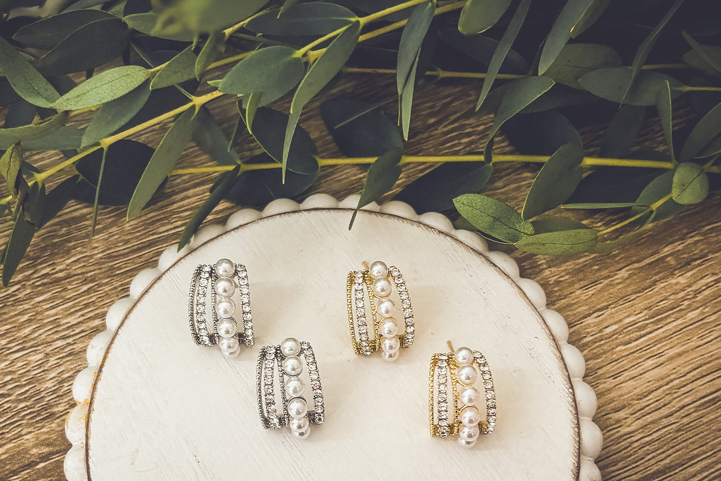 Heirloom Pearl Huggies - Gold or Silver