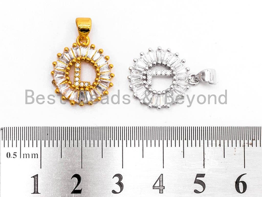 CZ Micro Pave Initial Letter L/ Letter M Charm/Pendent Beads