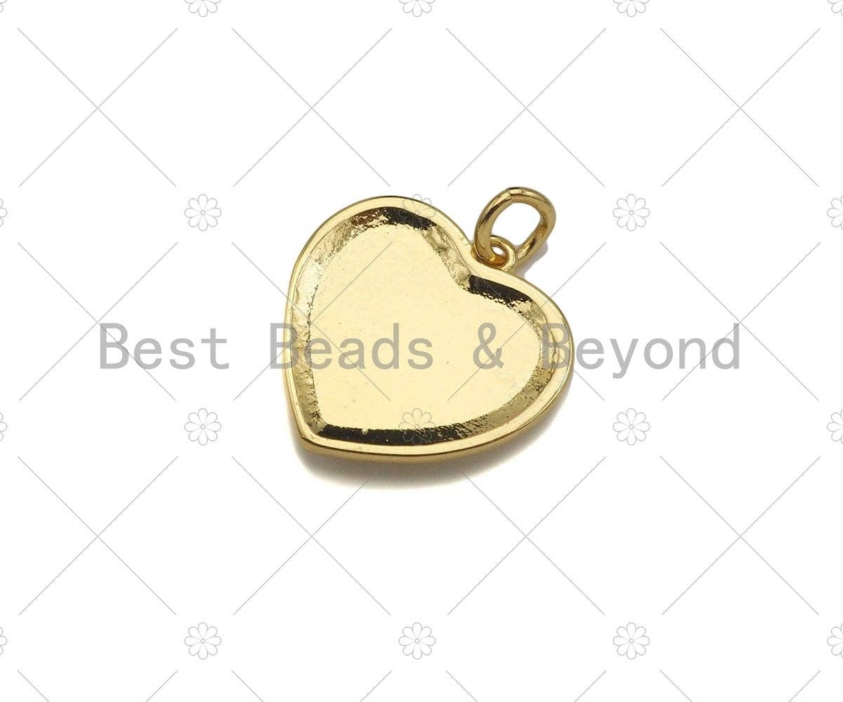 Red CZ Evil Eye On Pink/Green Enamel Heart Gold Pendant,CZ Micro Pave 18K Gold Pendant, Enamel Charm,Enamel Jewelry,15x15mm,Sku#Z1349