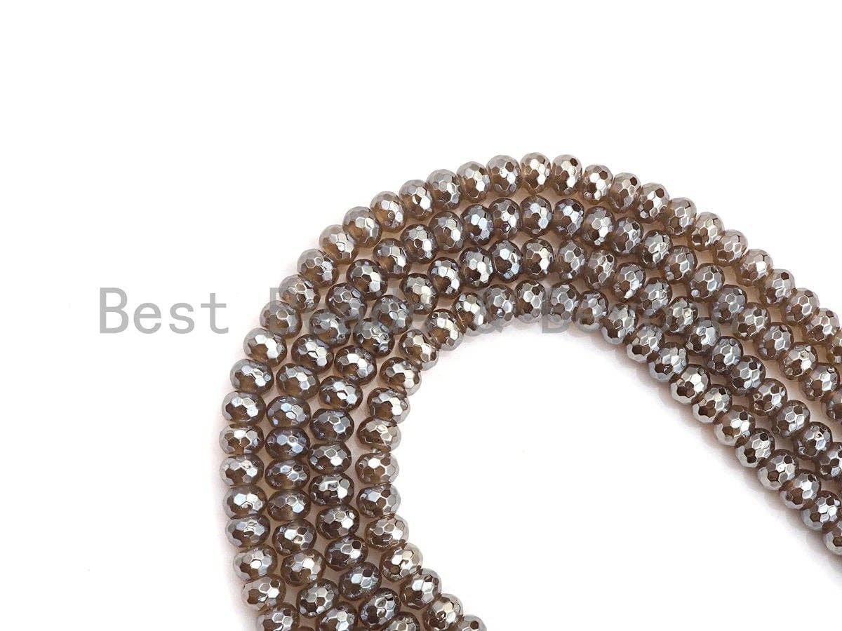 Mystic Plated Agate Rondelle Shape Beads, 4x6mm/5x8mm/6x10mm Rondelle Agate Beads, 15.5" Full Strand, sku#UA40