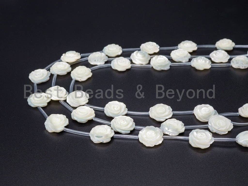 High Quality White Mother of Pearl, Mop Shell, White Shell, Rose Flower Beads, 8mm/10mm/12mm/15mm, Wholesale Gemstone Beads, sku#T25