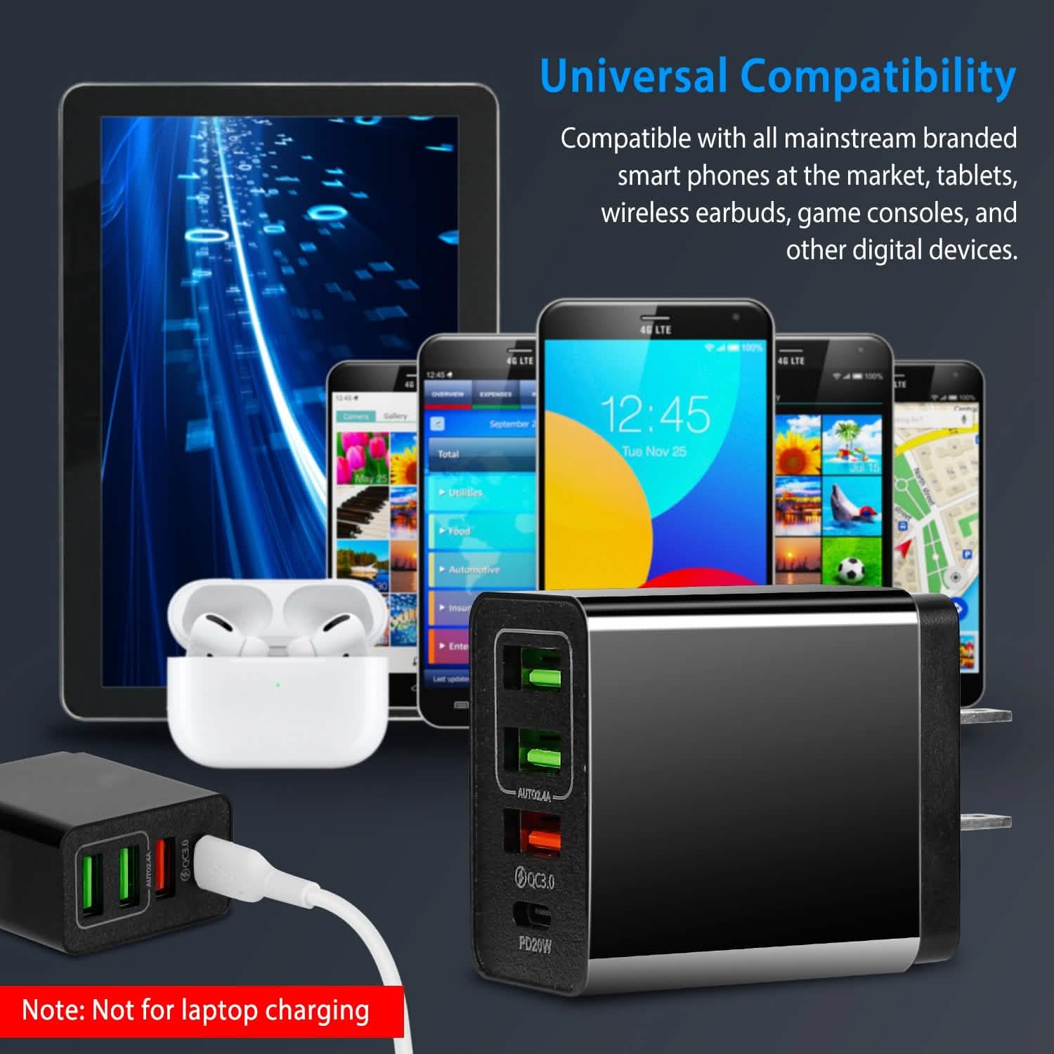 36W USB C 4-Port Fast Charger