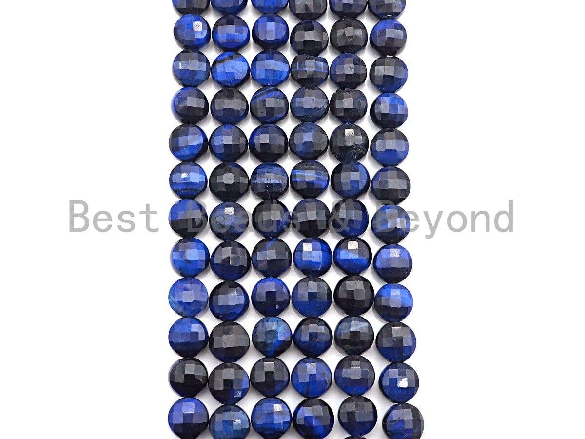 Double Sided Turtle Shell Cut Natural Tiger Eye Coin Shape beads, 6mm/8mm/10mm Natural Tiger Eye Beads, 16" Full strand, Sku#UA18