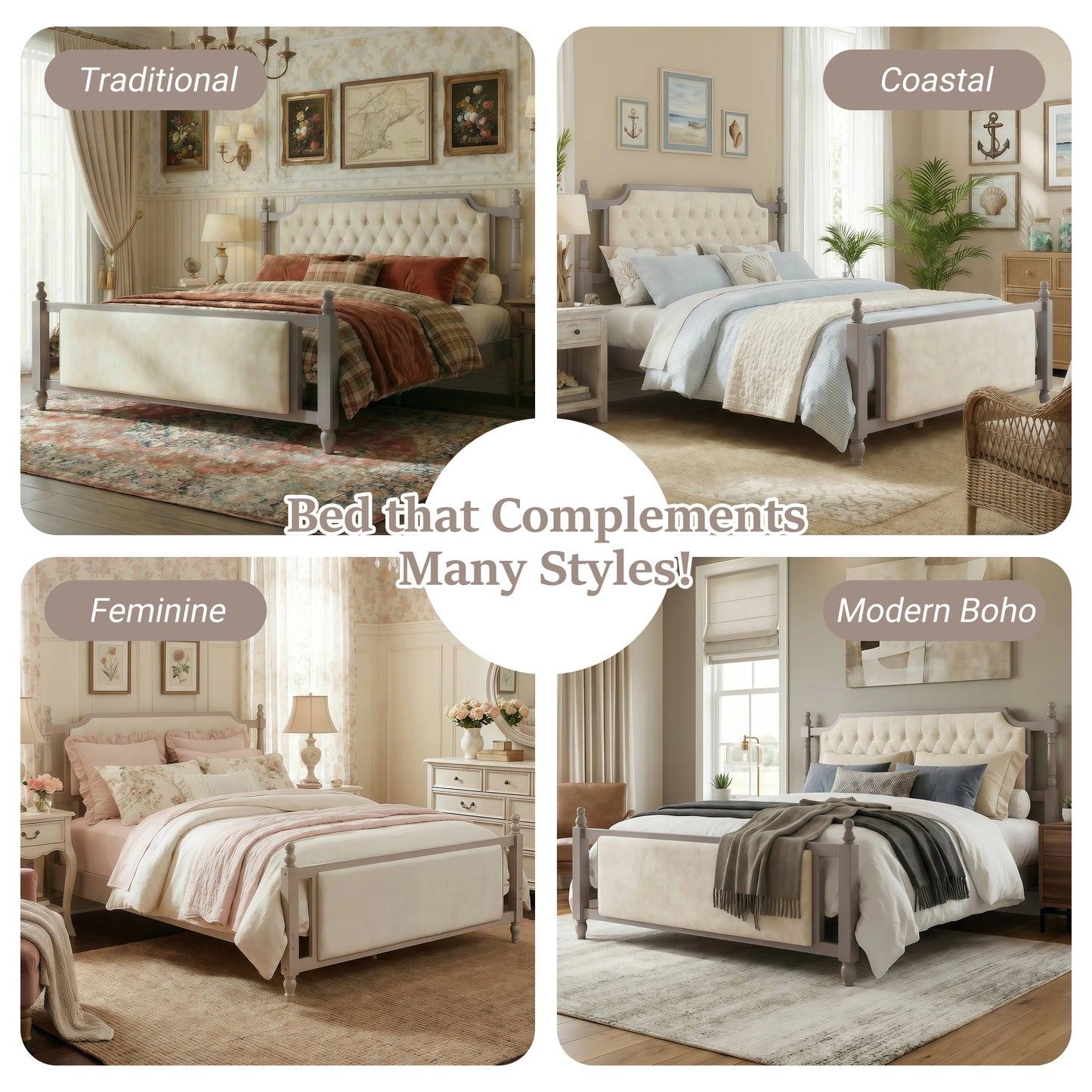 King Size Upholstered Platform Bed
