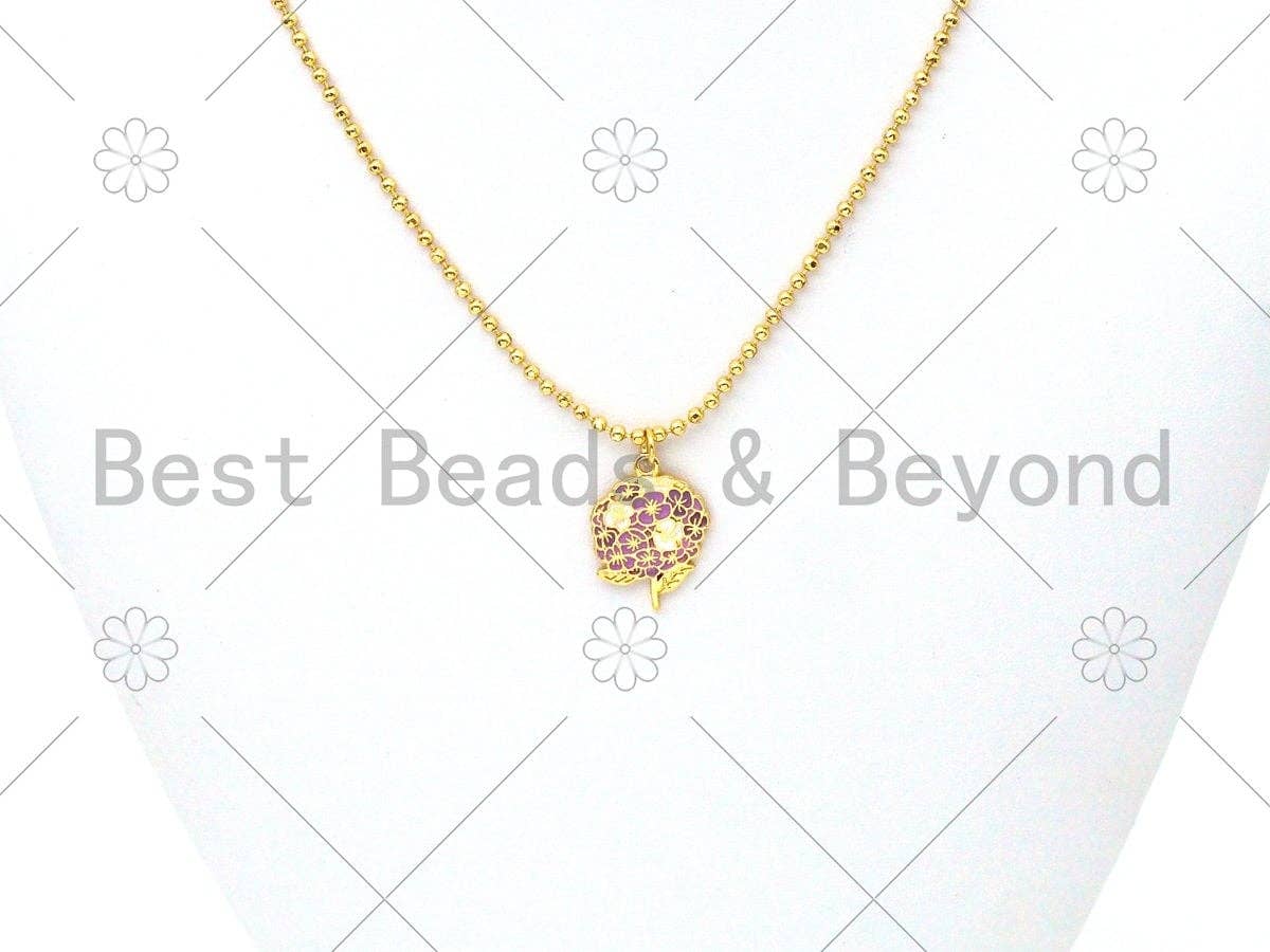 NEW Enamel Colorful Flower Shape Pendant,18K Gold Filled Flower Charm,Enamel Pendant,Enamel Jewelry,15x22mm,Sku#LK390