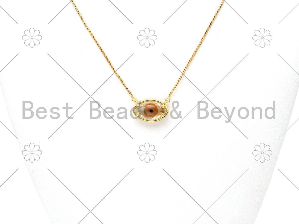 Colorful Evil Eye Shape Pendant/Charm, 18K Gold Filled Glass Quartz Charm, Necklace Bracelet Charm Pendant,13x20mm,Sku#LK393
