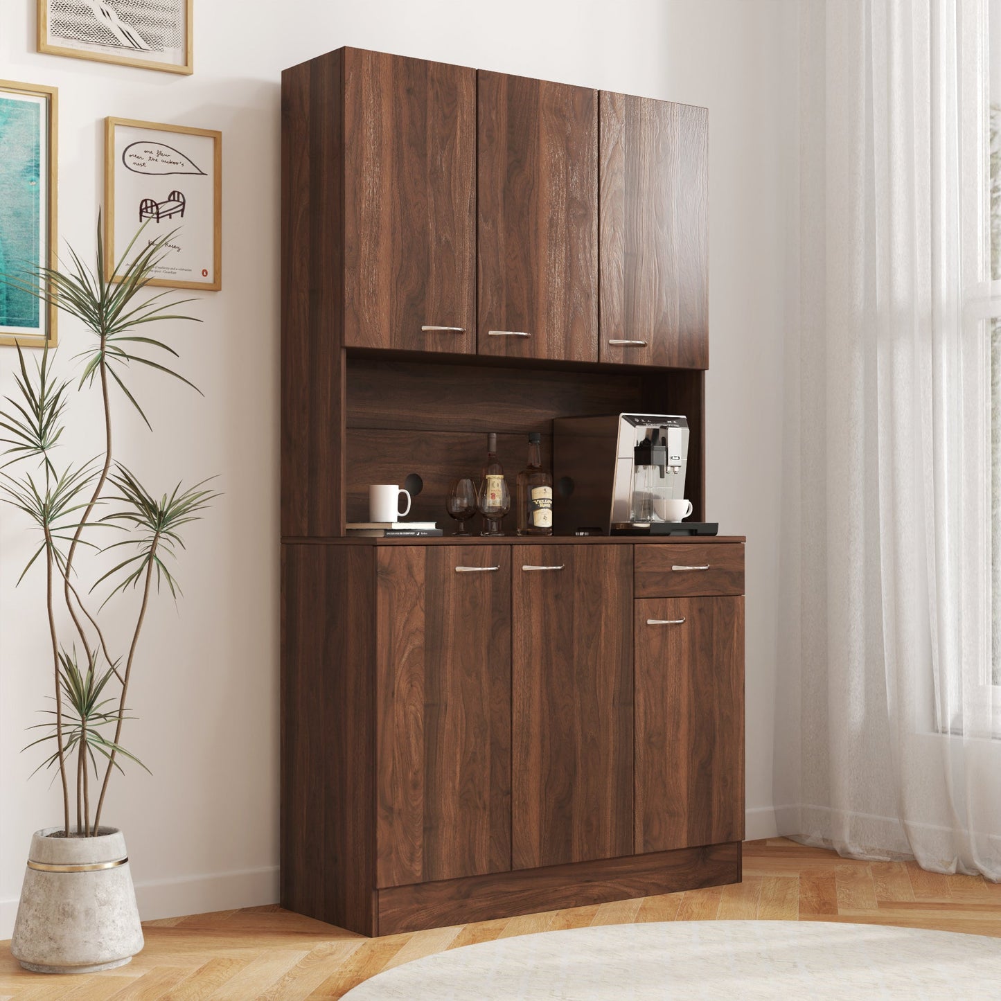 70.87" Tall Wardrobe & Kitchen Cabinet with 6 Doors