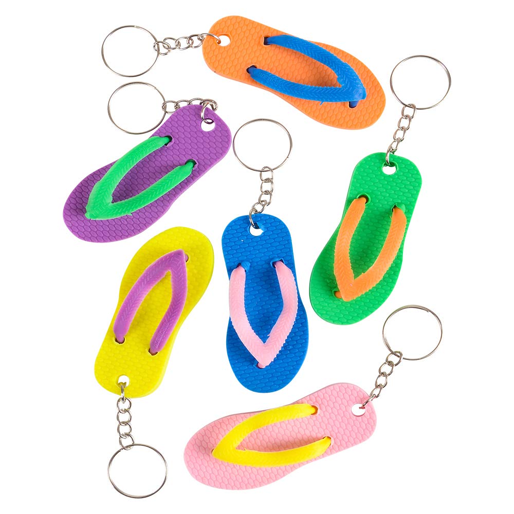 Porte-clés Tongs de 2,5 pouces Rhode Island Novelty, 12 par commande Couleurs Assorties
