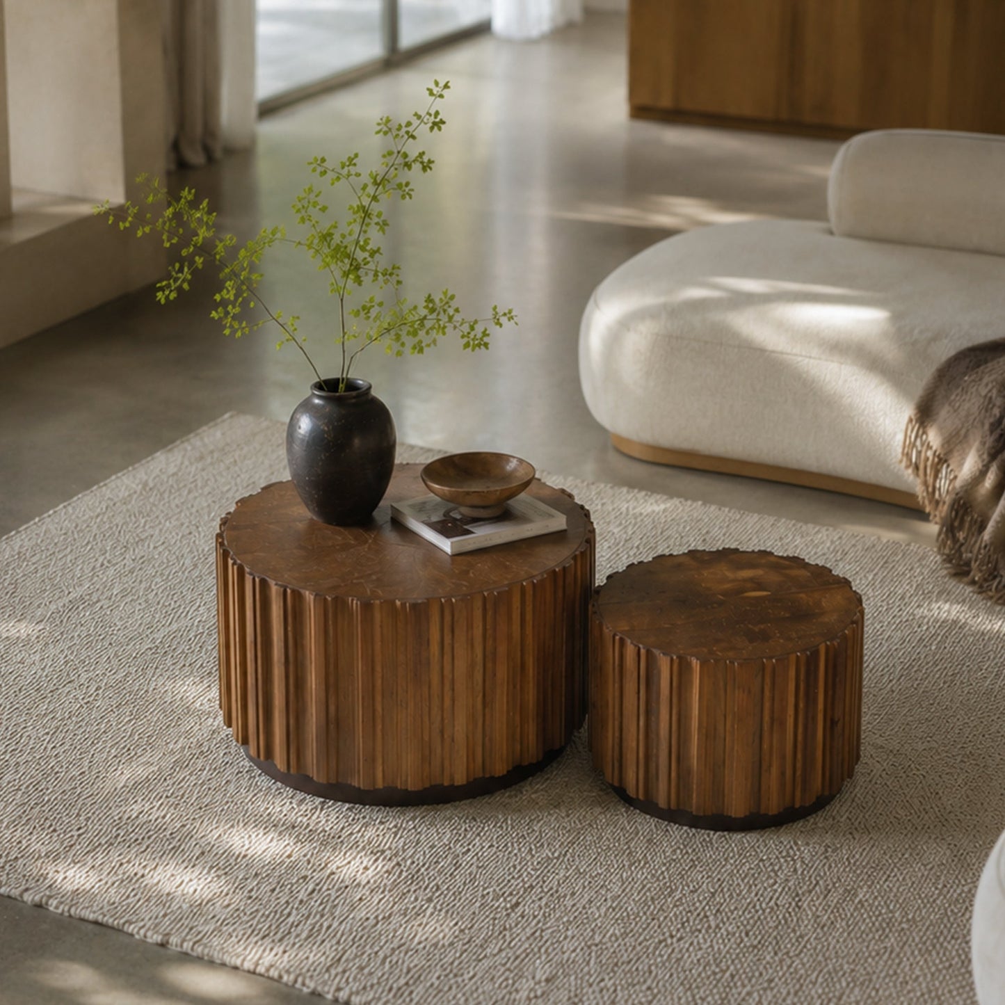19.7"+27.5" Round Nesting Coffee Table Set of 2