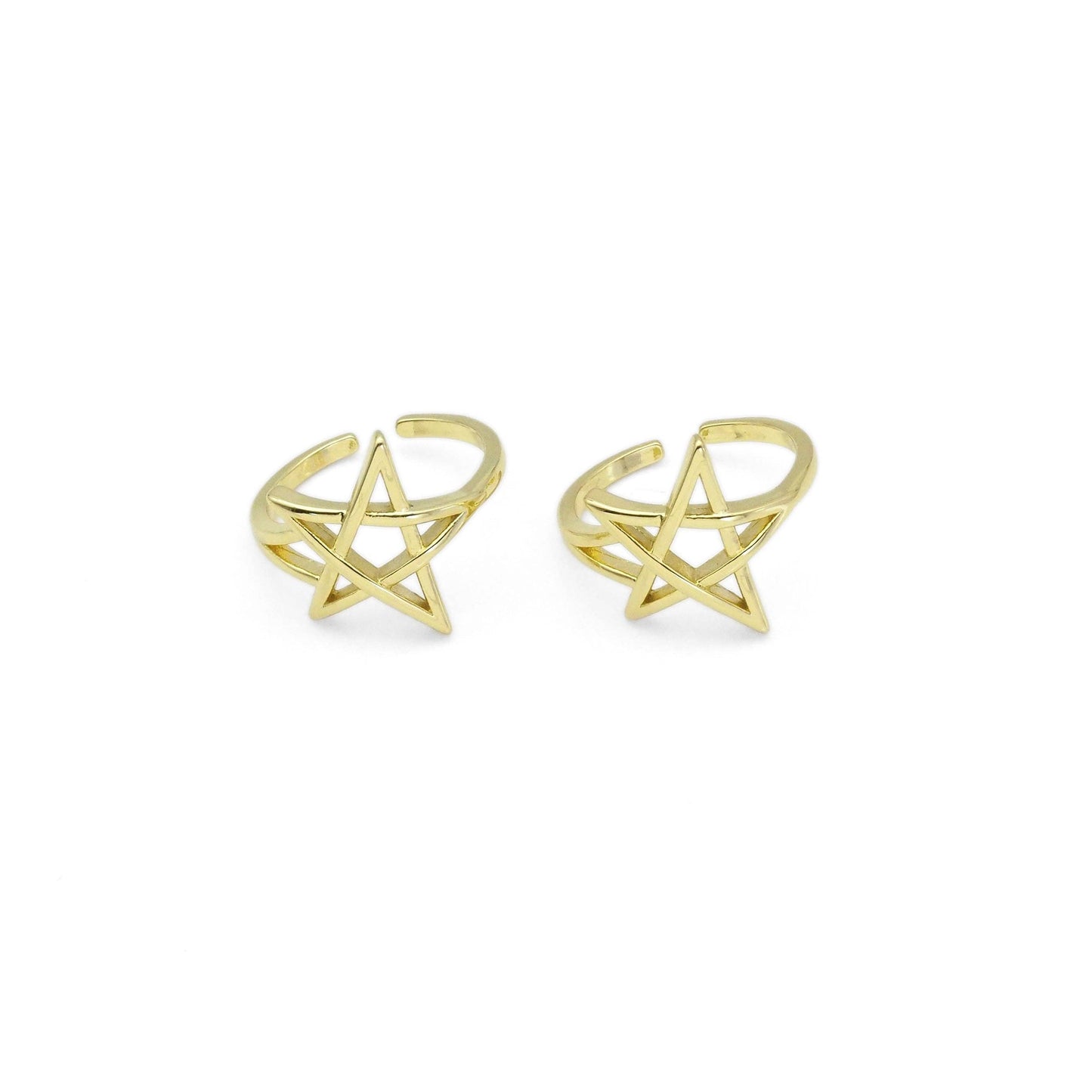 Gold David Star Adjustable Ring, Sku#LK872
