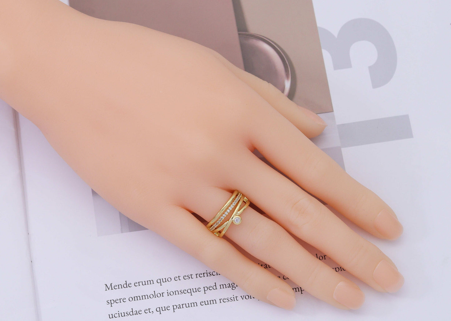 CZ Cross Adjustable Ring, Sku#LD255