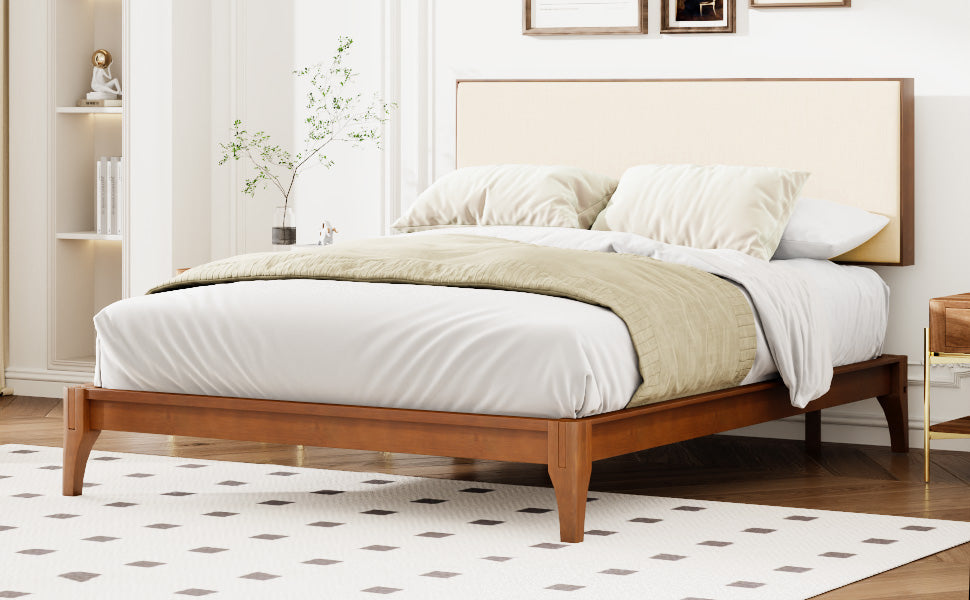 King Size Solid Dry Bamboo Wood 12 Inch Platform Bed