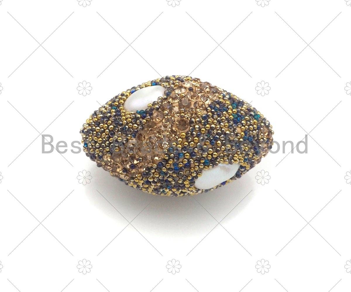NEW Style Oval Football Shape Druzy Rhinestone Spacer Beads,  Druzy Pearl Beads, Pave Rhinestone Spacer Bead, 17x26mm, sku#V64