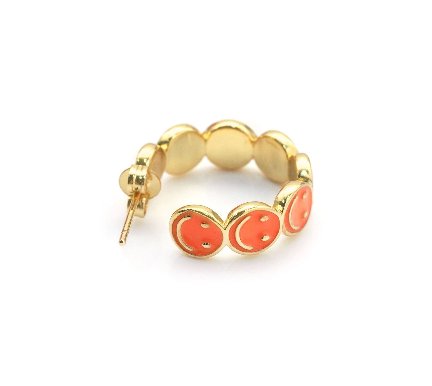 Colorful Enamel Smiley Face Stud Earrings, Sku#J377