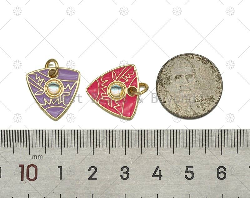 Enamel Triangle Shape Charm, Sku#F1450C