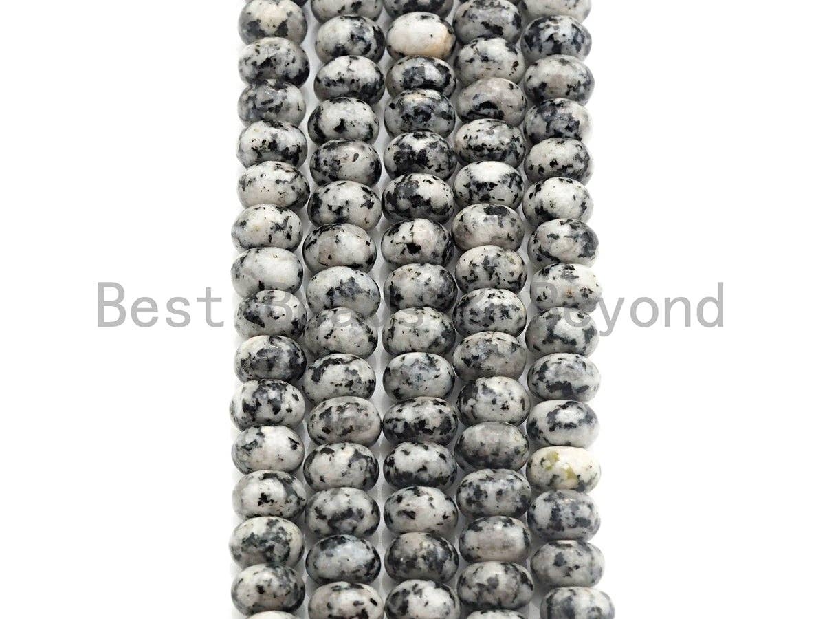 2mm Large Hole Natural Sesame Jasper Beads, Rondelle Smooth 6x10mm/5x8mm, 8" Long Strands, sku#U700