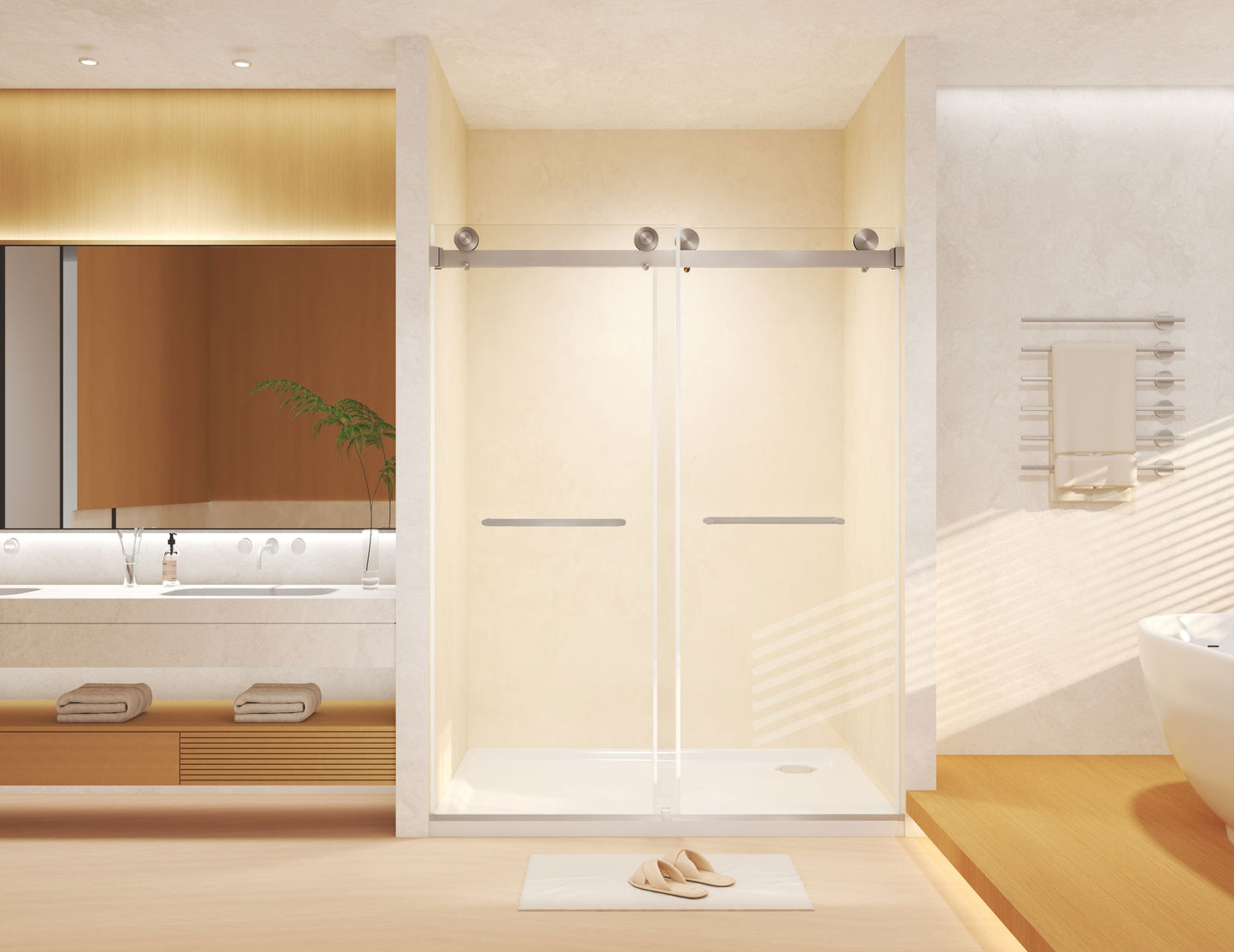 Frameless Double Sliding Shower Door