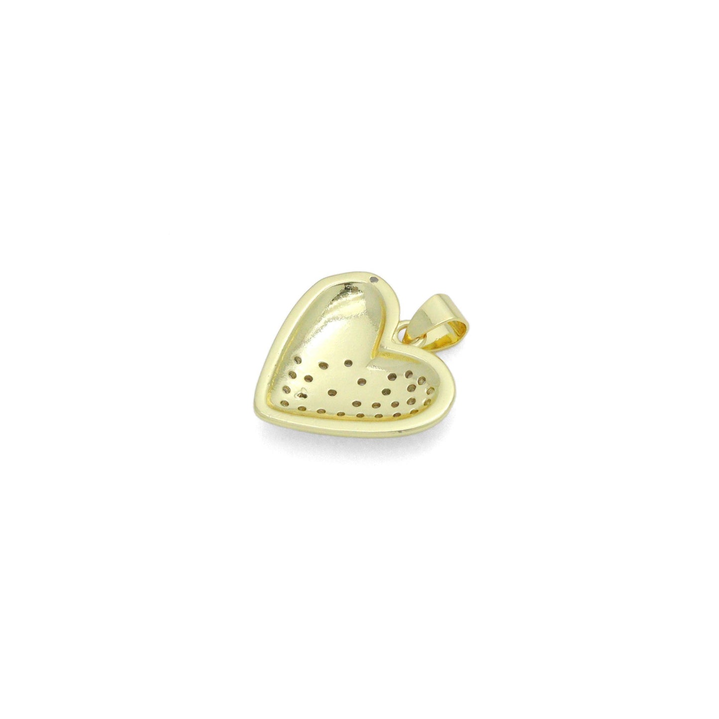 CZ Puffy Heart with Diamond Charm Pendant, Sku#LK1153