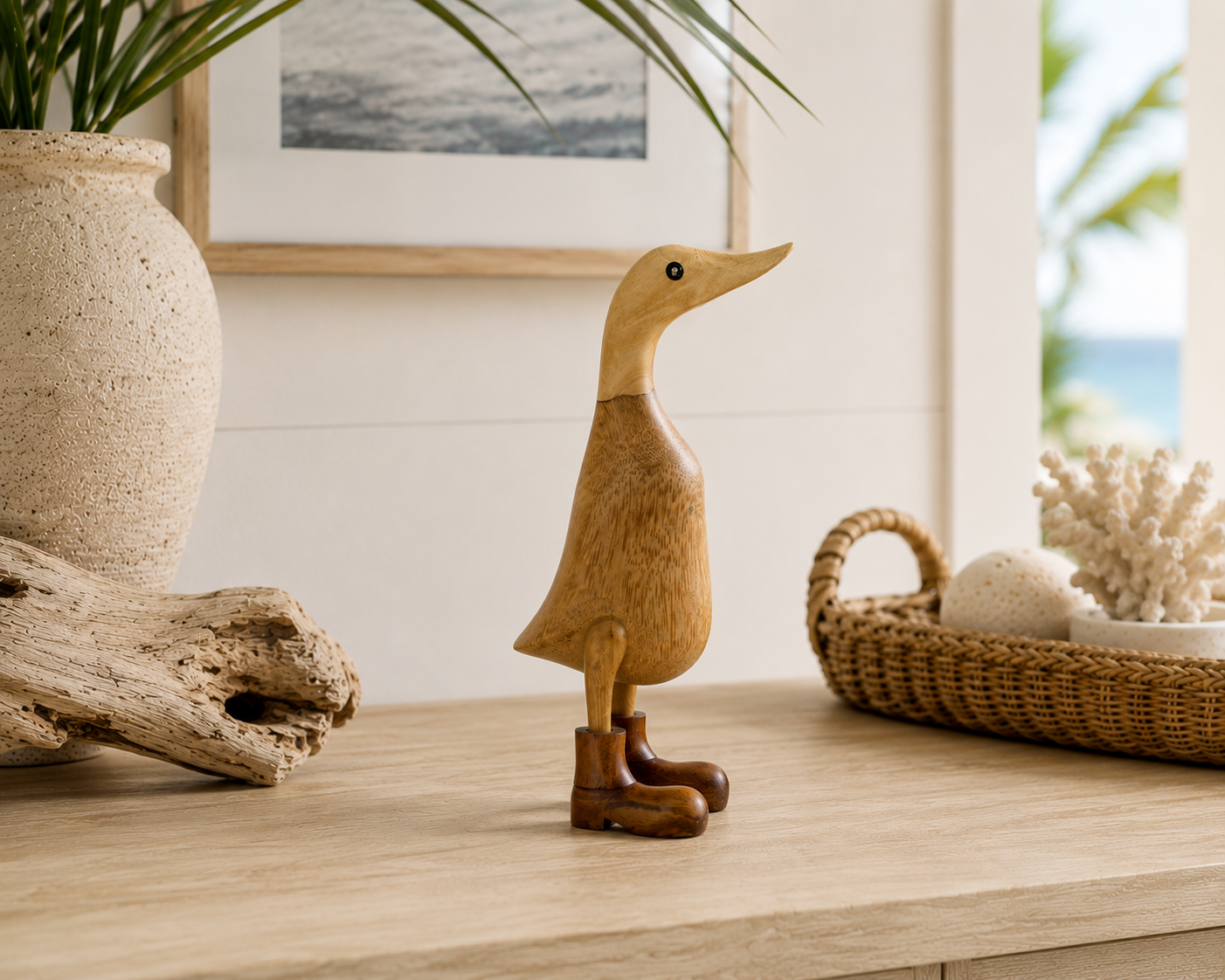 Bali Hand-Carved Bamboo Duck Sculpture