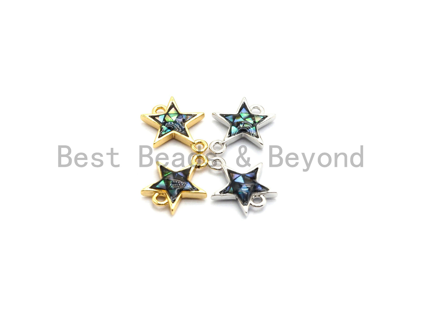 100% Natural Abalone Shell Five Star Connector, Gold/Silver Plated Abalone, Bracelet/ Necklace Making Connector, 11x13mm,SKU#Z299