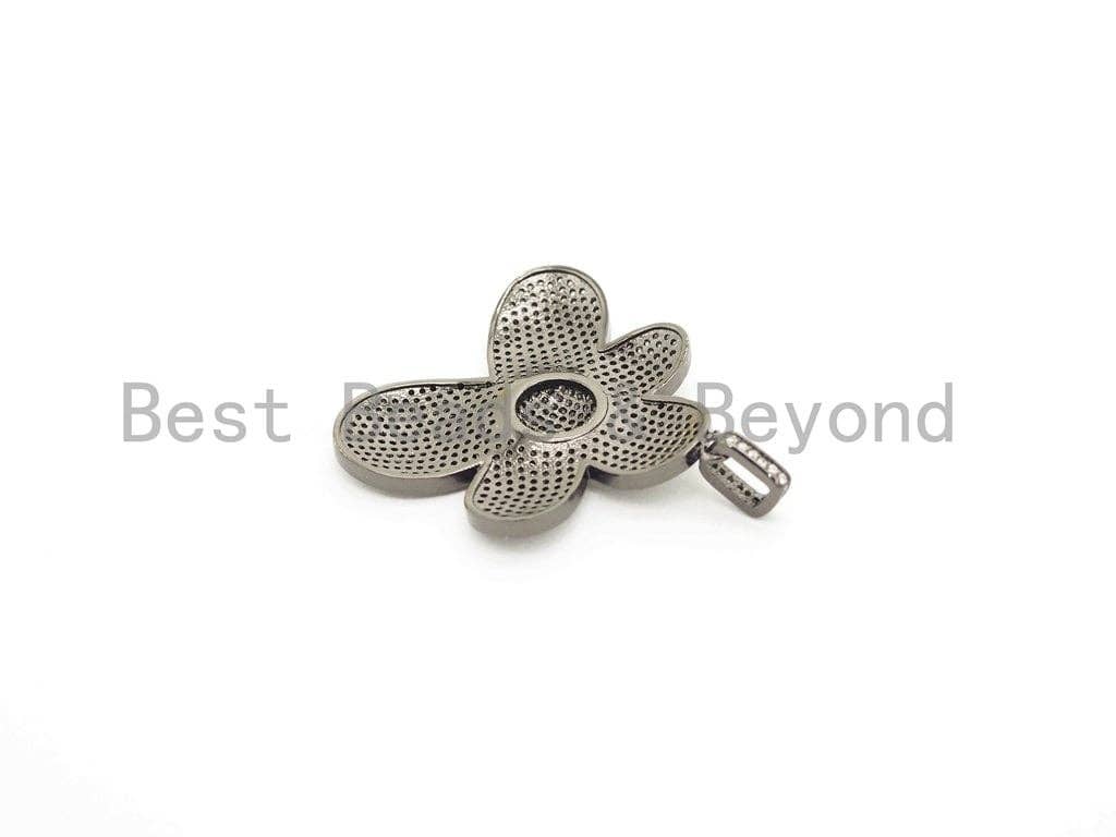 CZ Micro Pave Flower Pendant,Cubic Zirconia Paved Flower Charm Gold,Silver,Rose Gold,Gunmetal plated,40mm/30mm/20mm,sku#F492