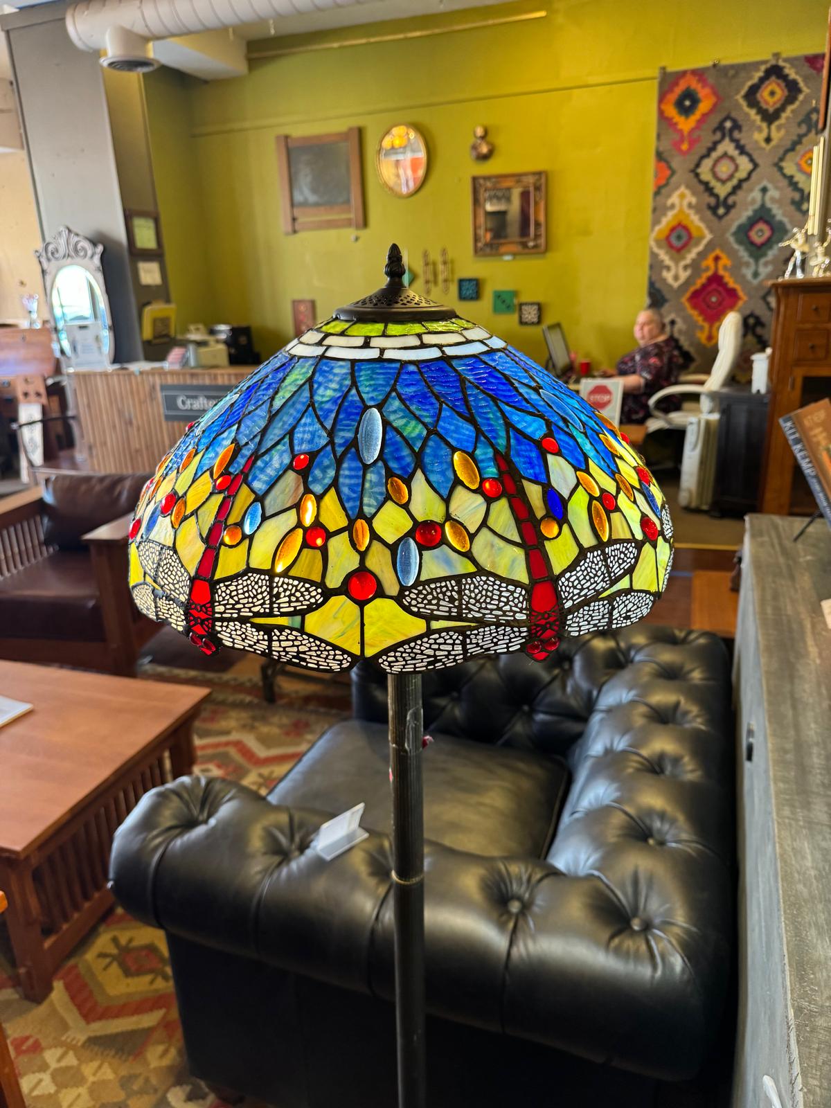Tiffany style Stained glass Dragonfly floor Lamp