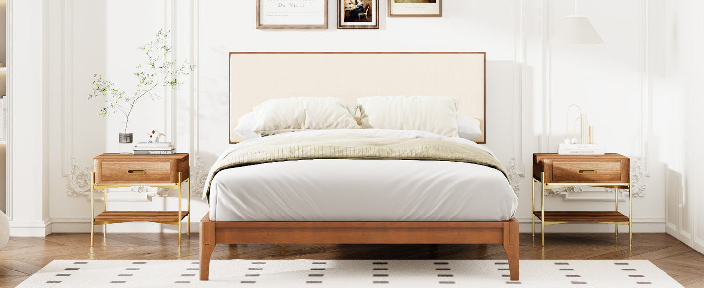 King Size Solid Dry Bamboo Wood 12 Inch Platform Bed