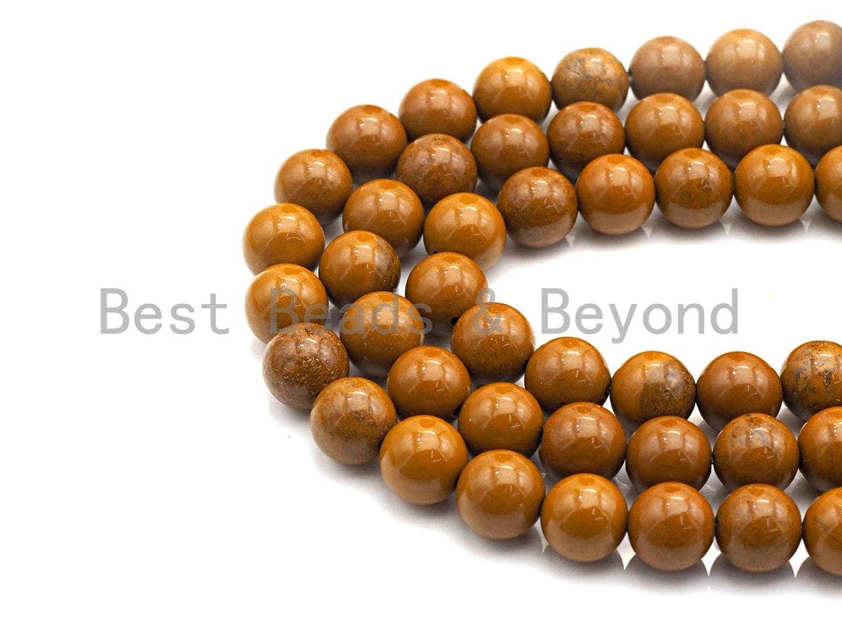 Natural Yellow Jasper, Round Smooth 6mm/8mm/10mm/12mm, 15.5" Full Strand, sku#U641