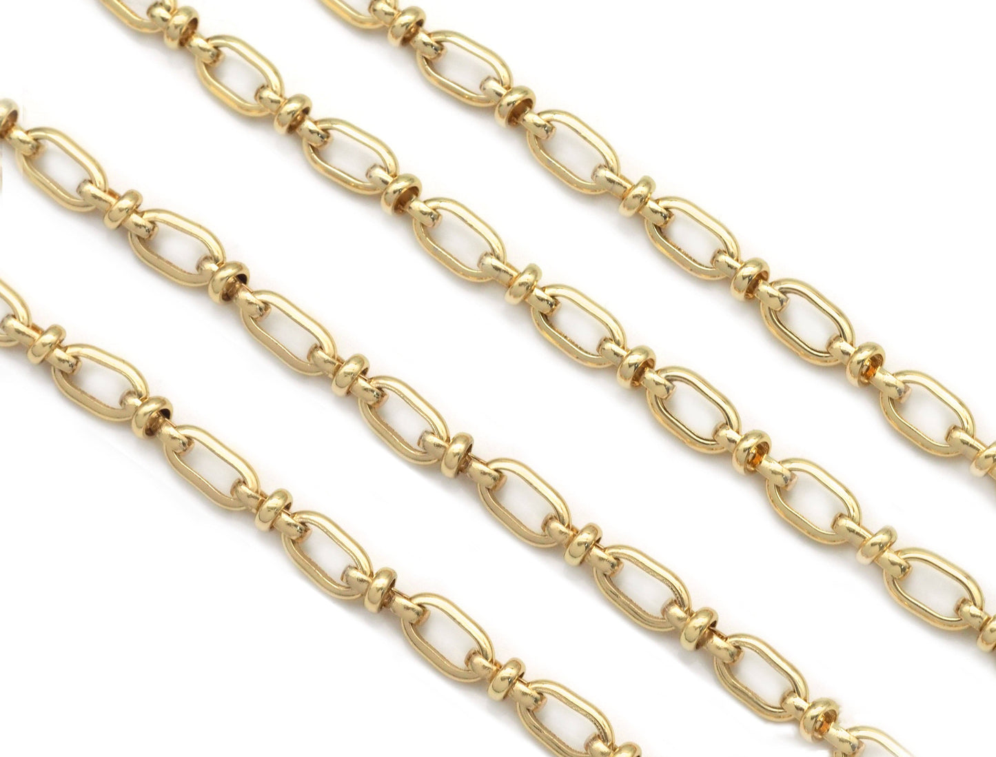 Gold/Silver Quality Fancy Oval link chain by yard, sku#LS32
