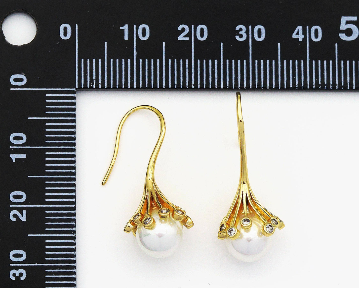CZ Pearl Blossom Earrings, Sku#ZX78