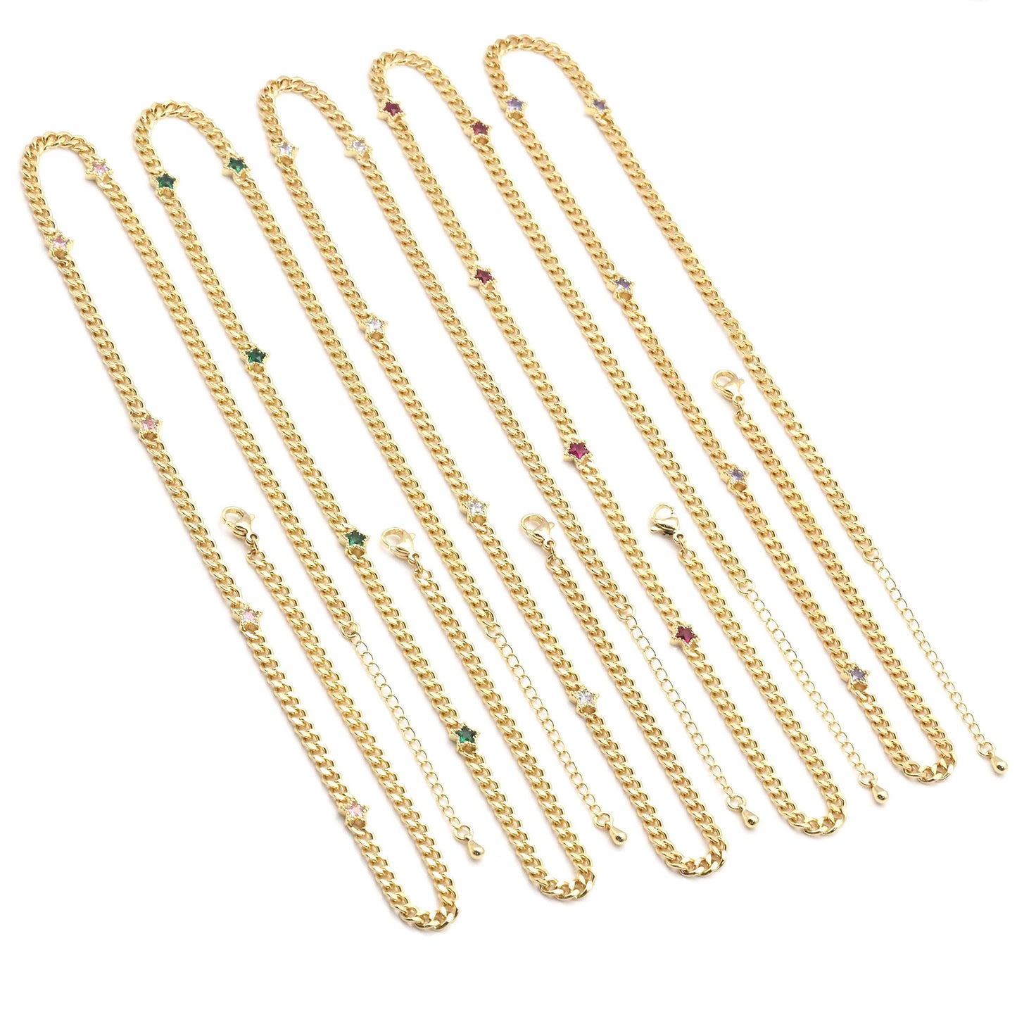 Gold Cuban Chain Star Necklace,sku#LX227