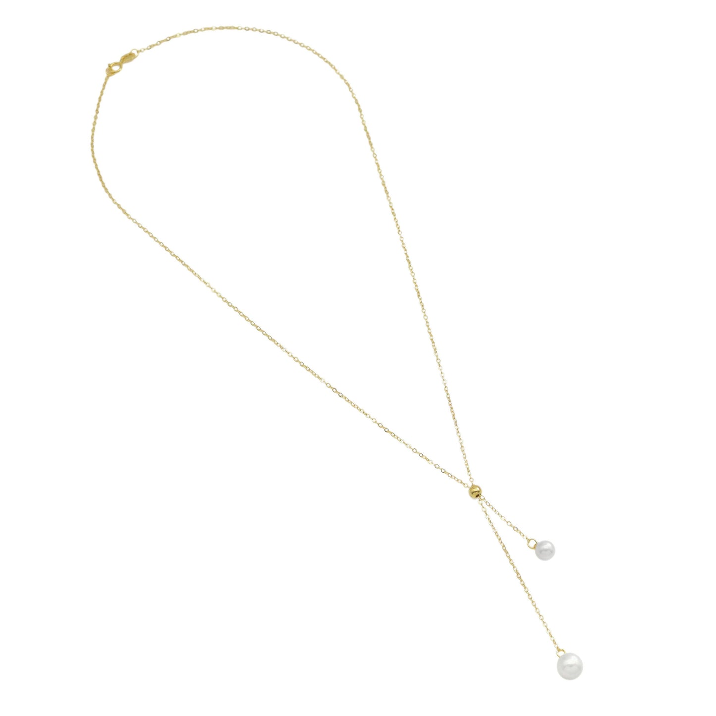 Dainty Gold Chain White Pearl Pendant Necklace, Sku#ZX207