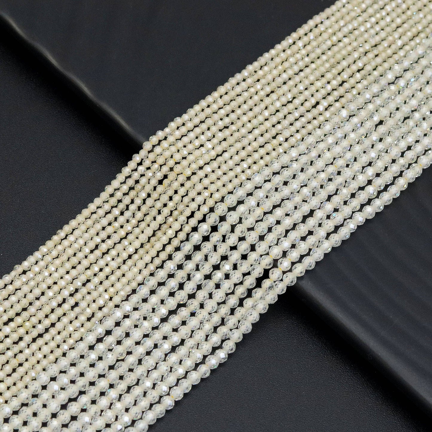 Light Yellow CZ Round Faceted Beads, Sku#U1867