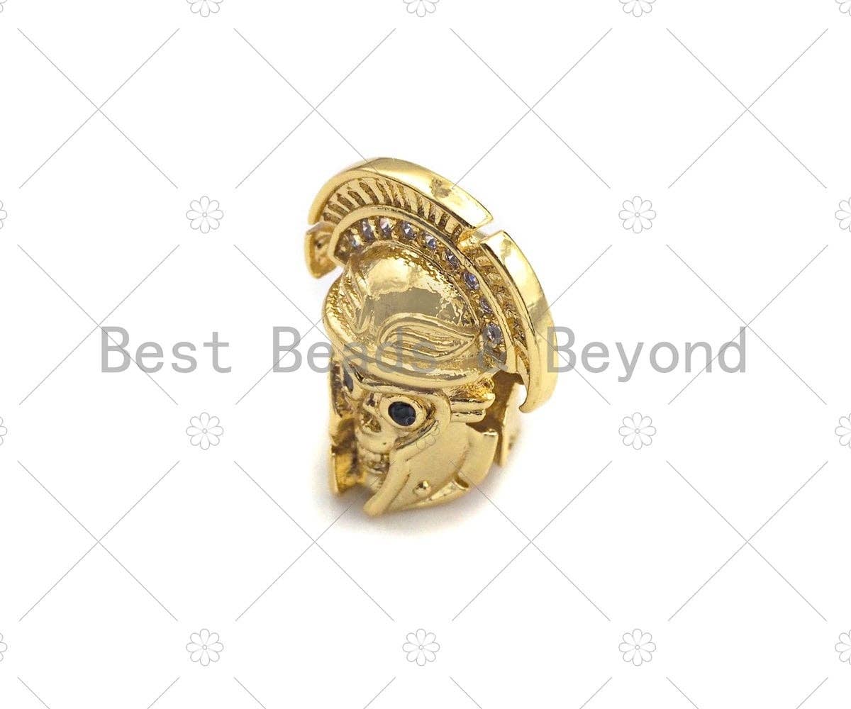 CZ Micro Pave Indian Head Spacer Beads, Cubic Zirconia American Inidan Head Beads, 10x13x14mm,sku#LK92