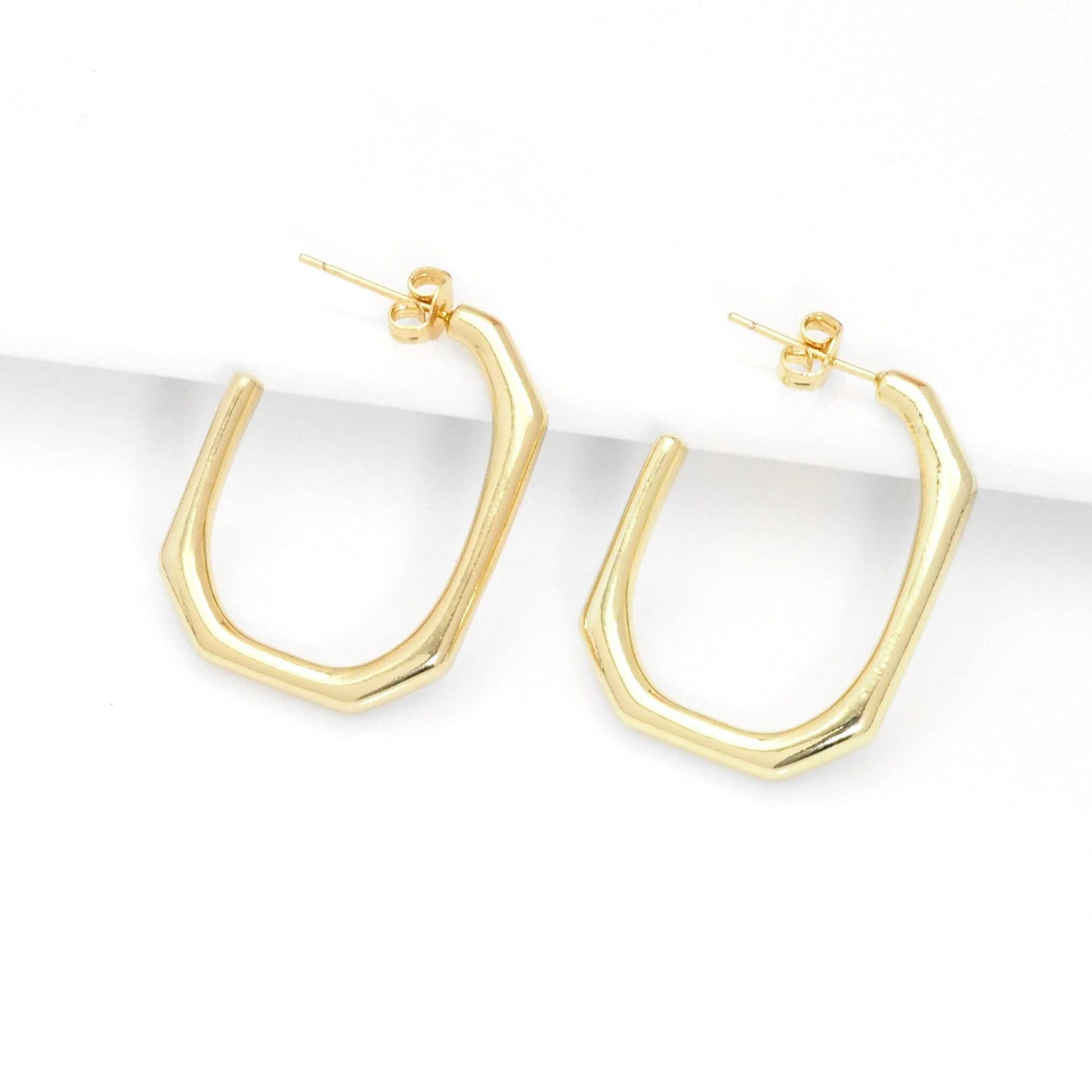 Gold Rectangle Geometry  Earrings, Sku#Y784