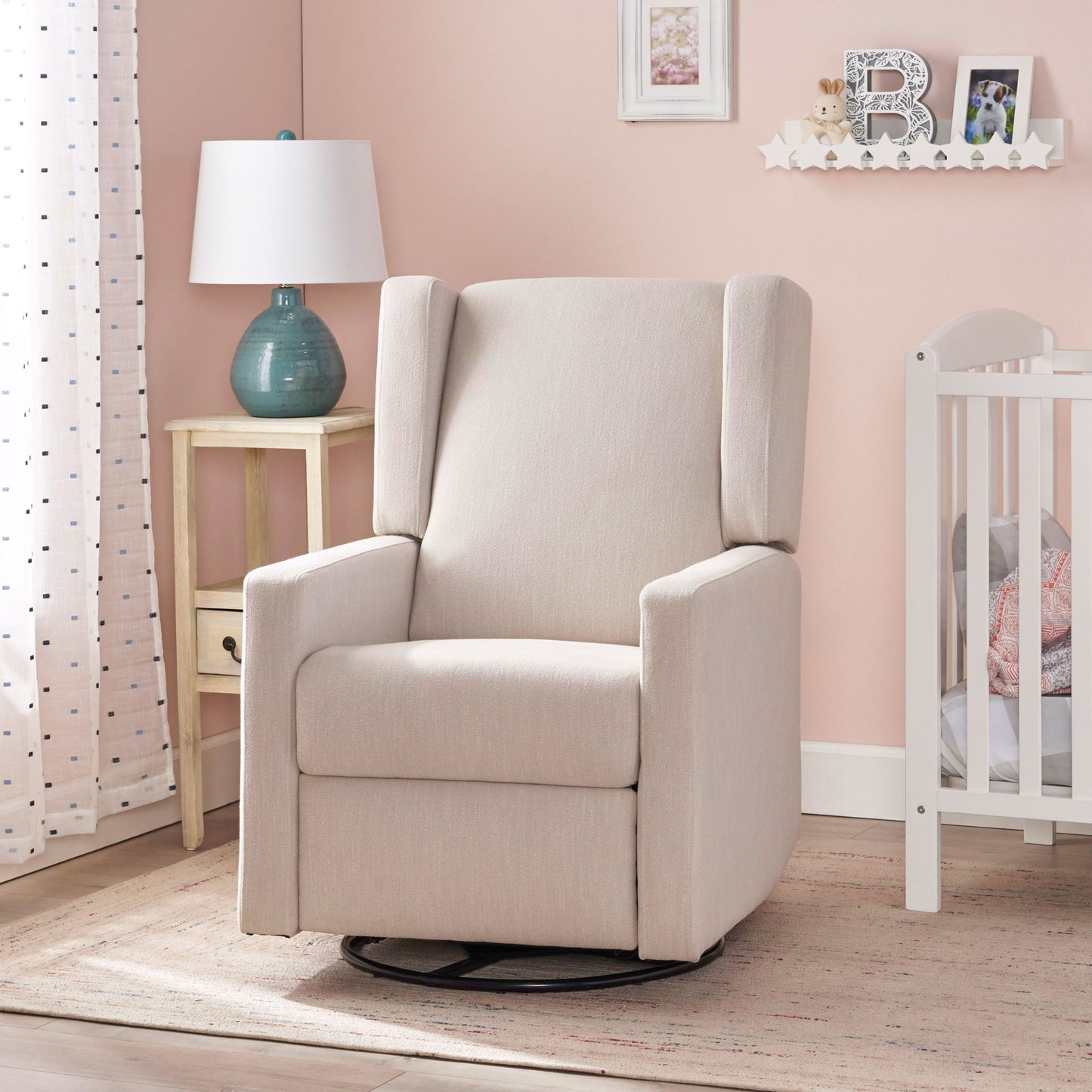 Landau Contemporary Fabric Upholstered Swivel Recliner