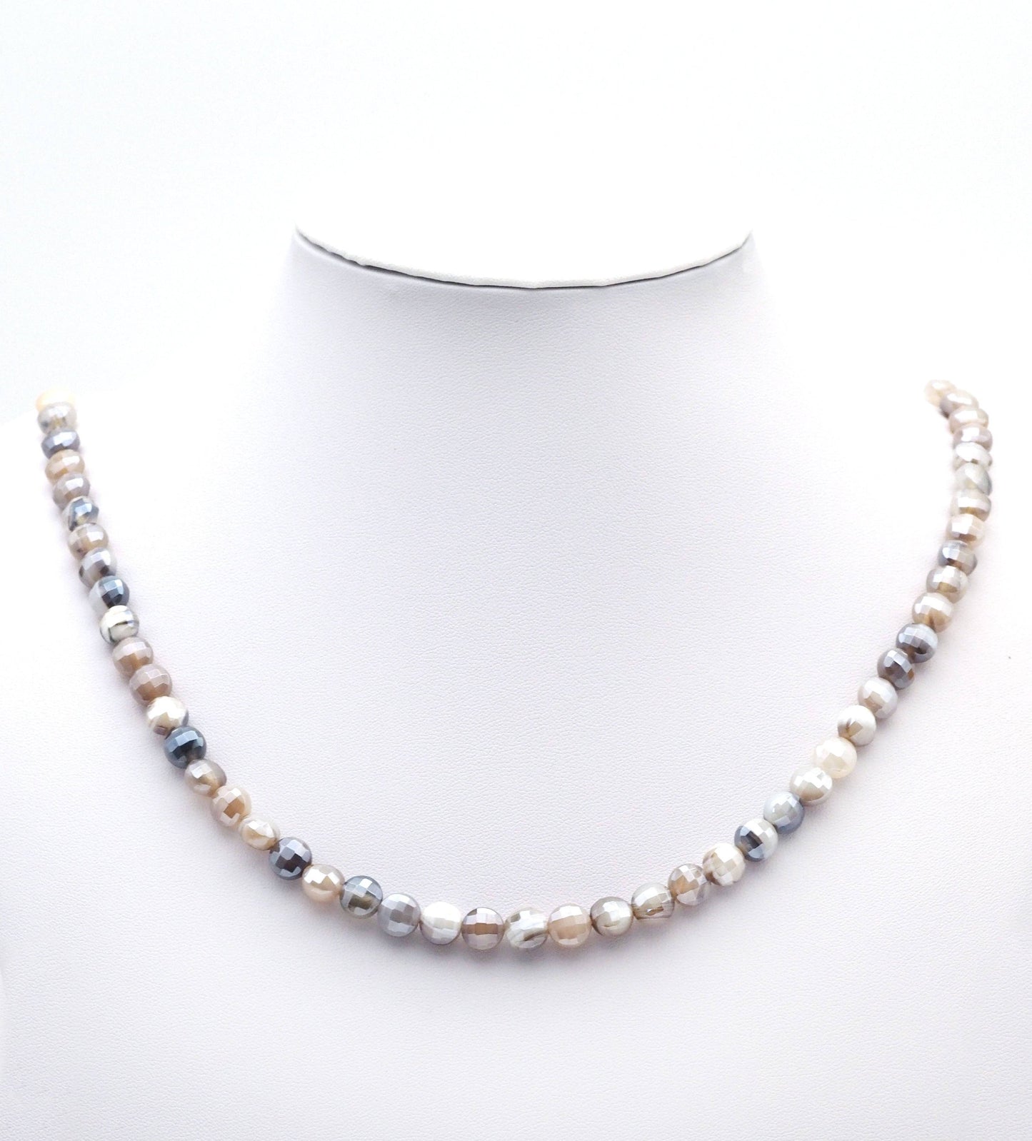 Mystic Double Sided Turtle Shell Cut Coin Gray Banded Agate, 8mm, Sku# UA297