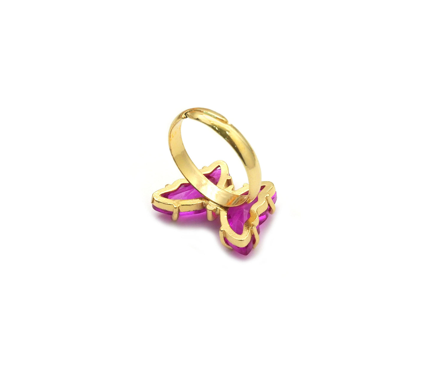 Colorful Crystal Butterfly Adjustable Ring, Sku#FH218