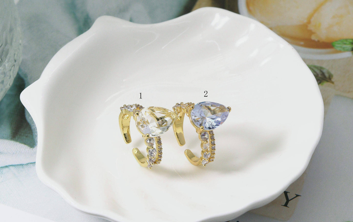 CZ Heart Open Ring, Sku#B141