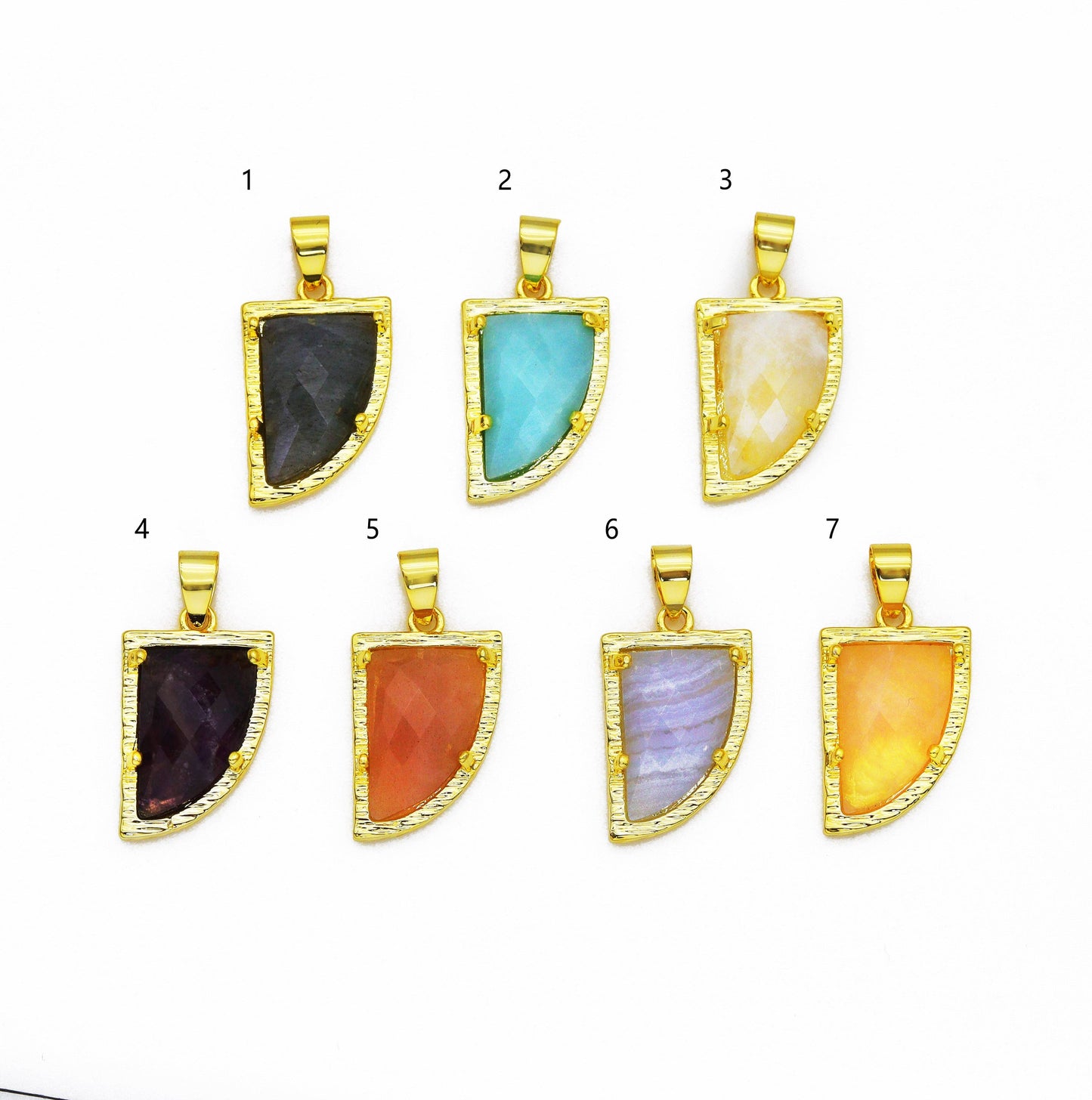 Gold Gemstone Horn Charm, Sku#LY09