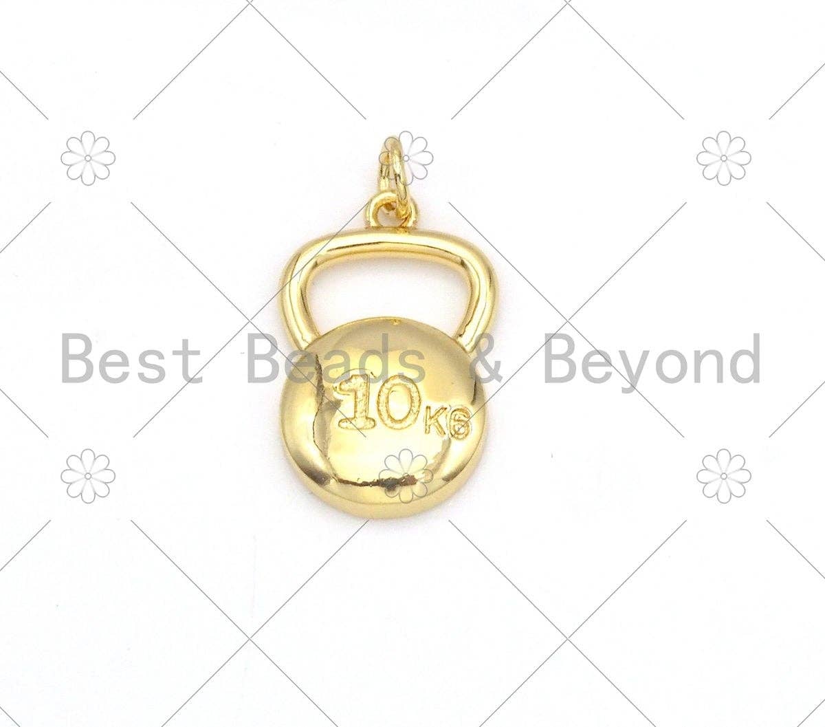 Kettlebell Shape Pendant/Charm,Gold/Silver 10KG Kettlebell Charm, Sku#L578