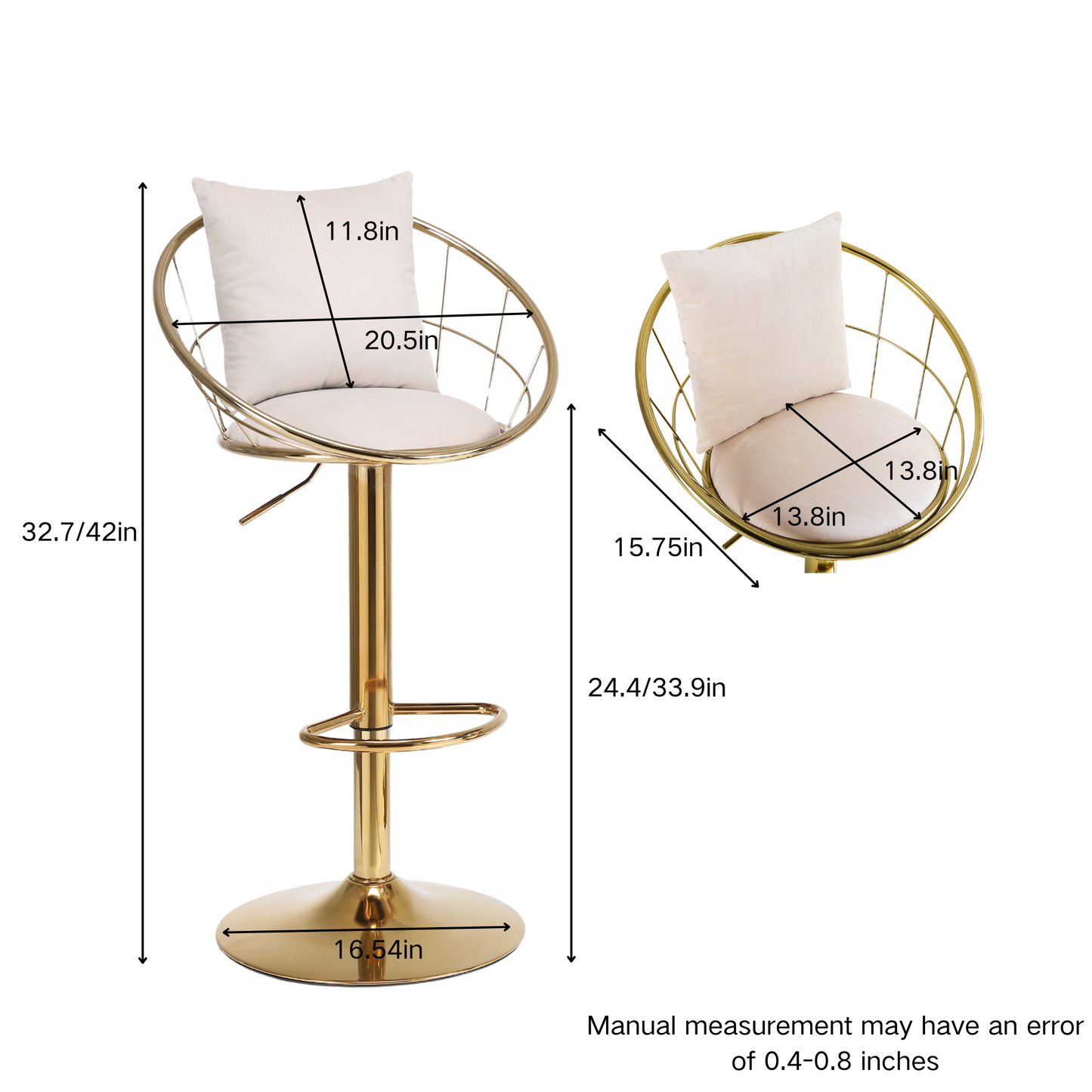 Off-White Velvet Bar Chair