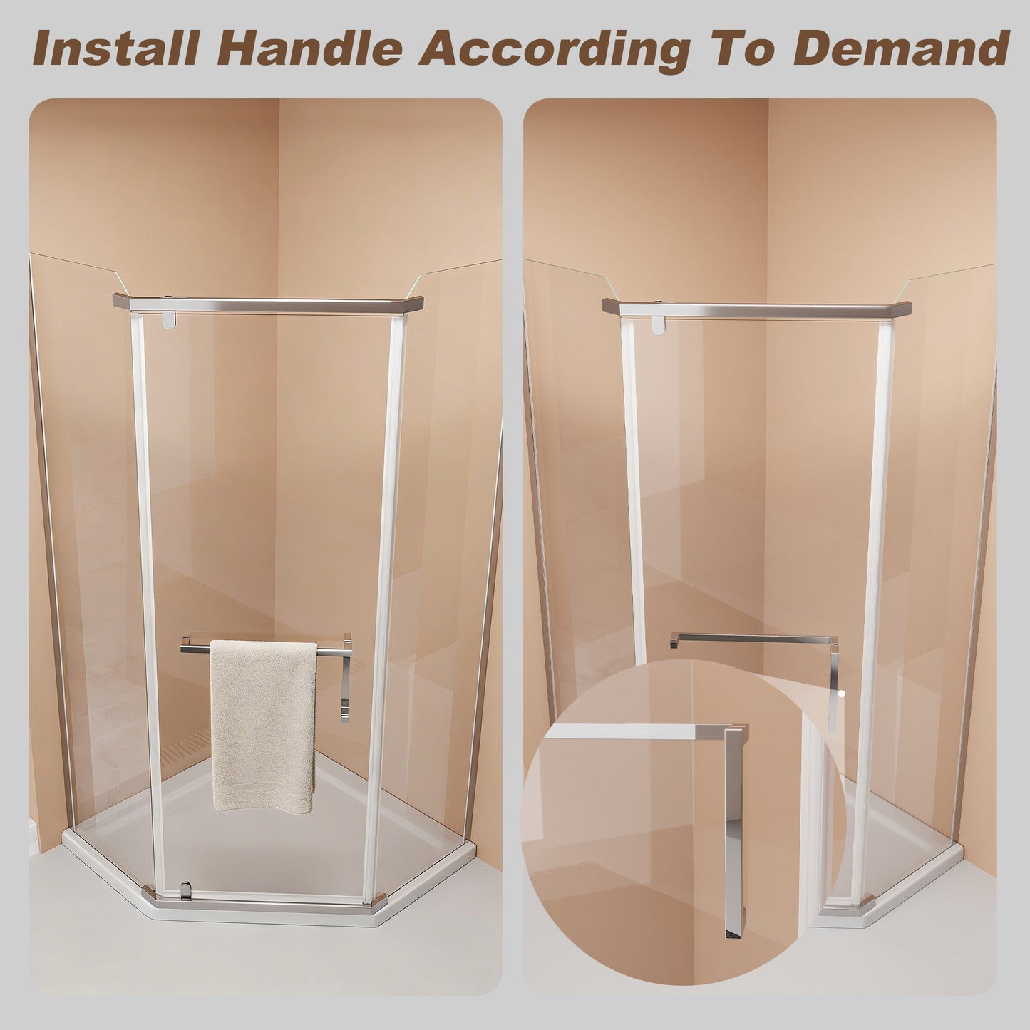 Frameless Neo-Angle Pivot Shower Enclosure - 36" x 36" x 72"