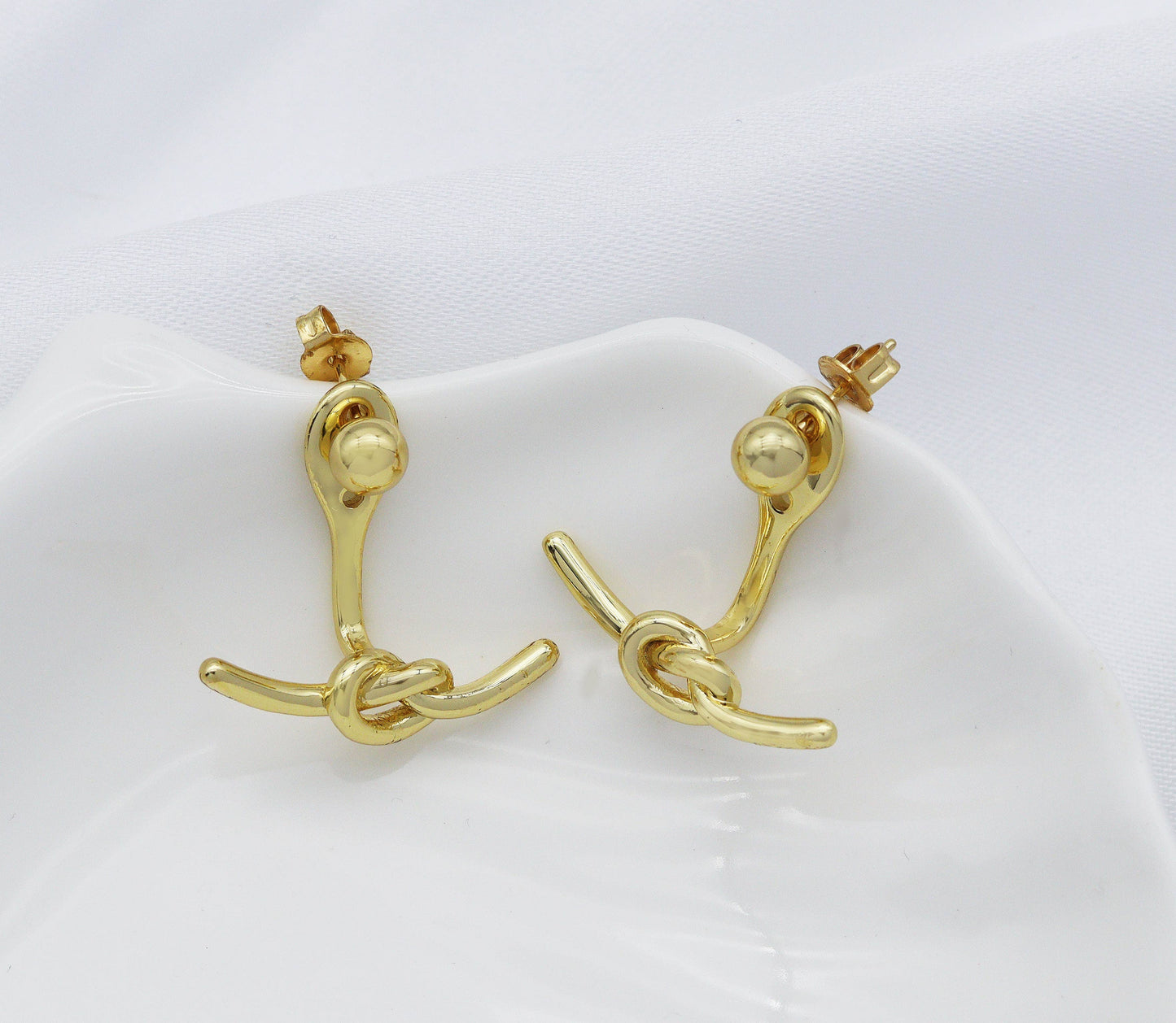 Gold CZ Stud Earrings, Sku#J360
