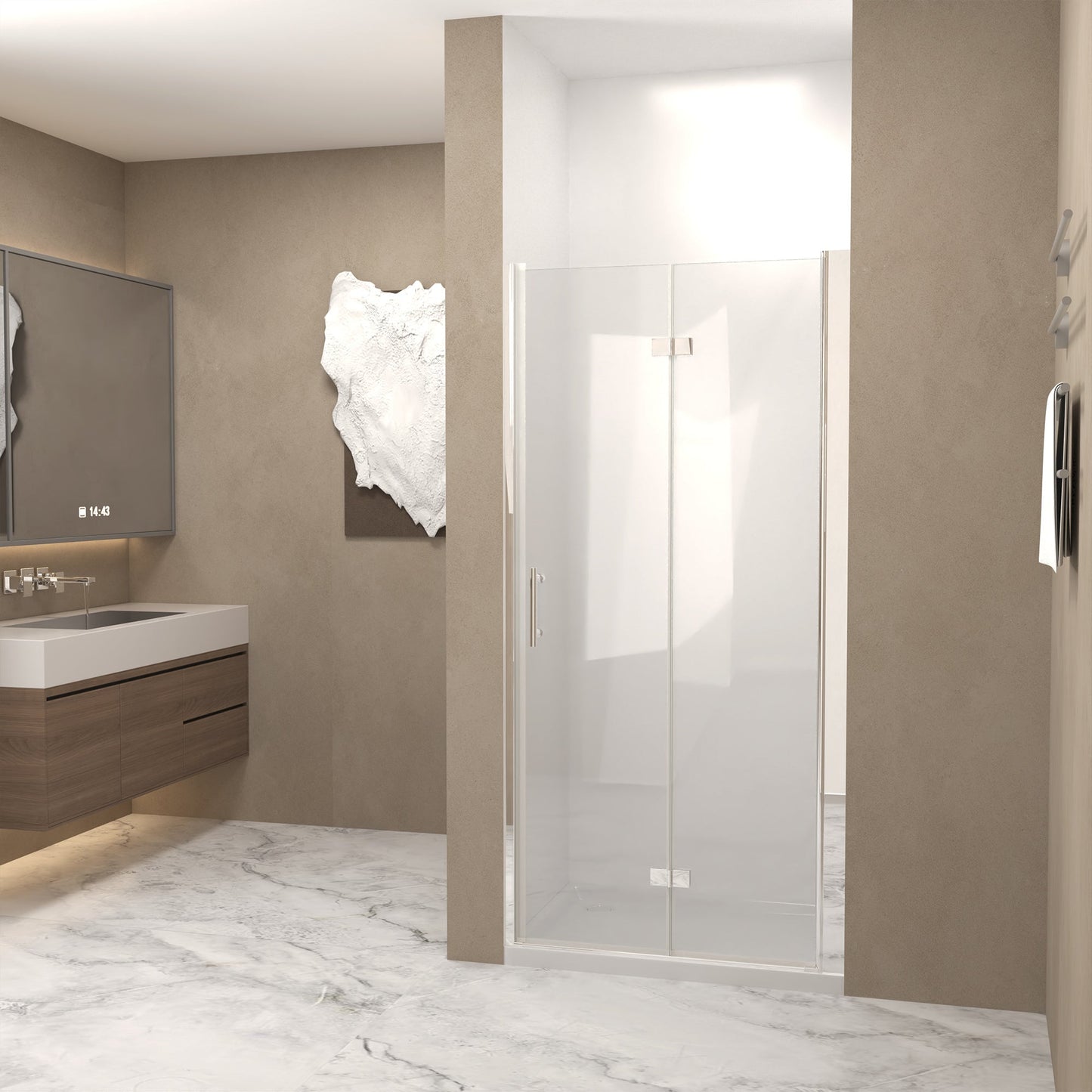 29-28"x 72" Bifold Shower Door, 1/4" Tempered Glass