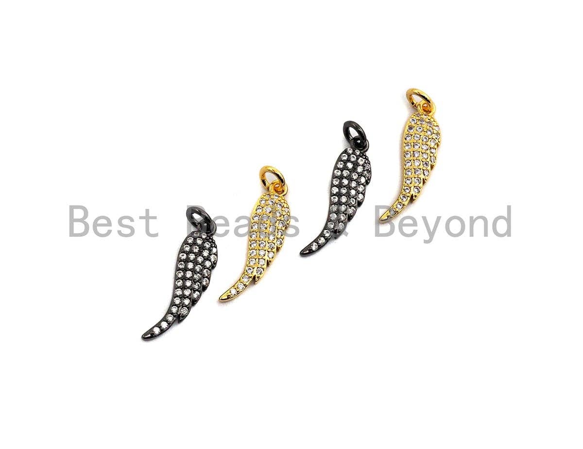 CZ Micro Pave Angel Wing Pendant/Charm, Cubic Zirconia Pendant Charm, 6x23mm,sku#X115