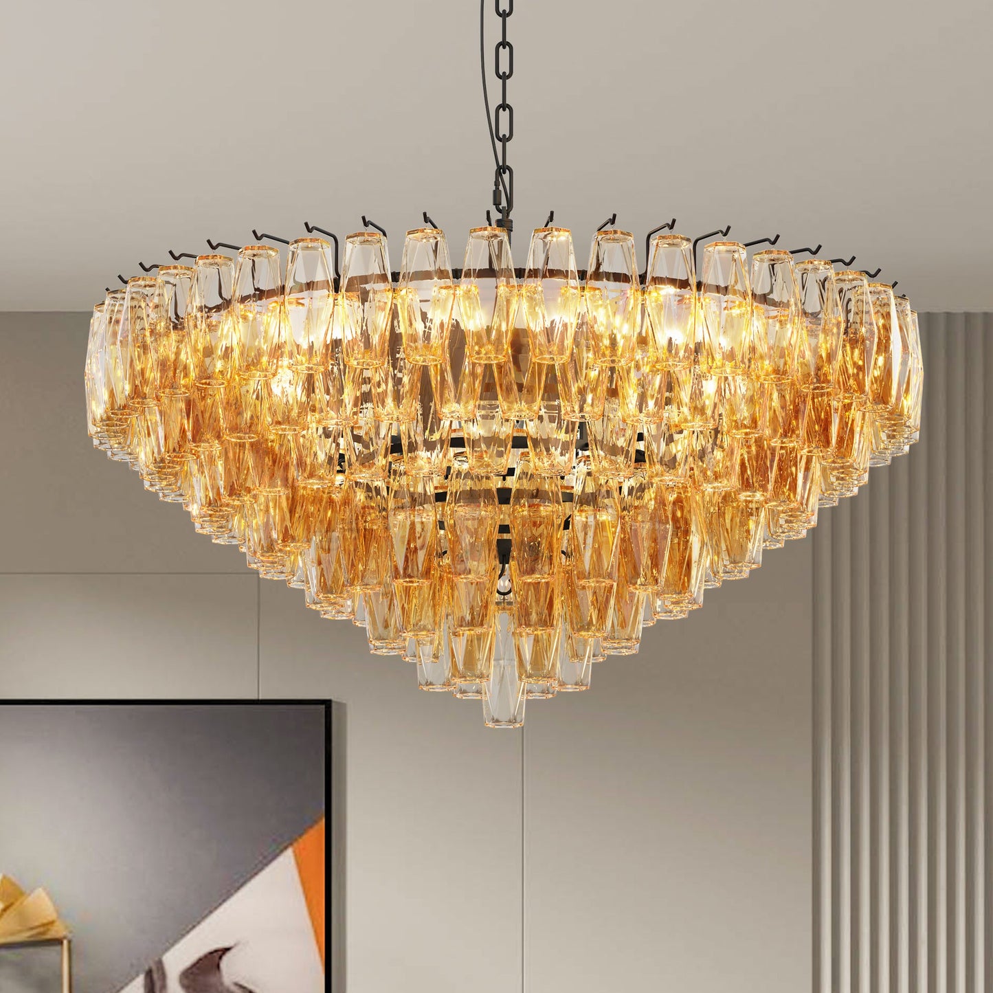 Modern Round Chandelier, 37" Extra Large