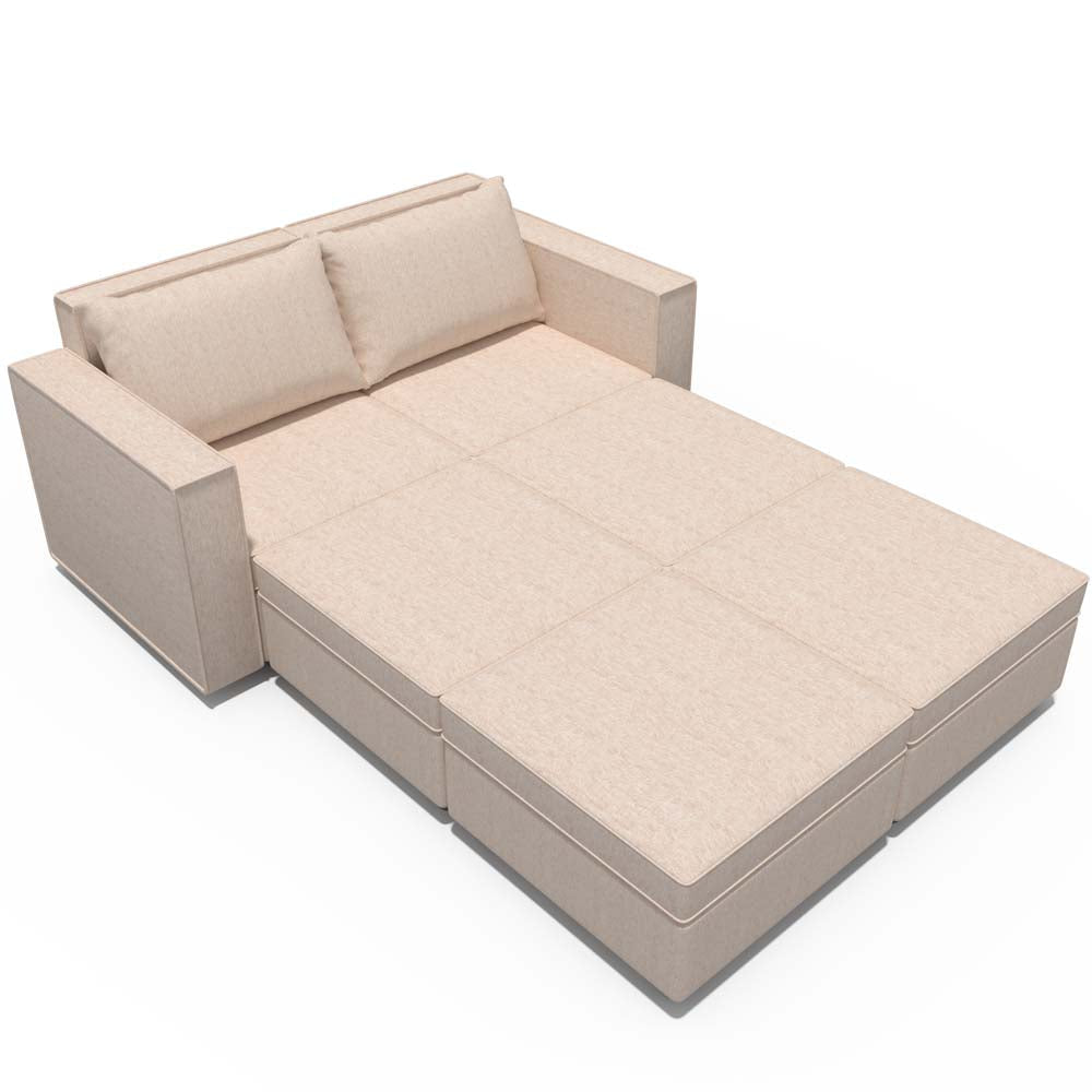 Ainfox 6-Seat Modular Sectional Sofa Sleeper Sofa Flannel Sofa with Storage Seat Beige