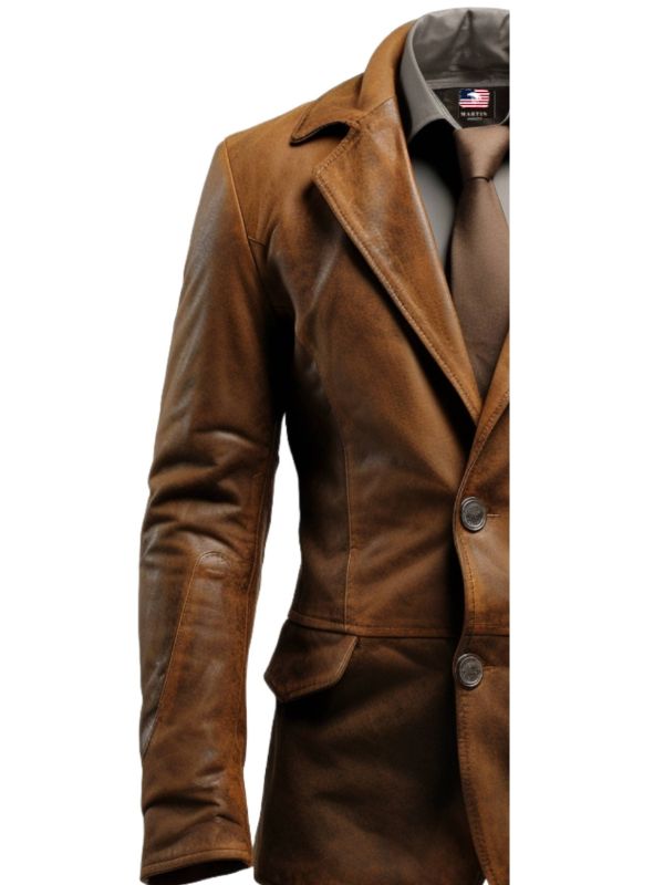 Men’s Two-Button Leather Blazer